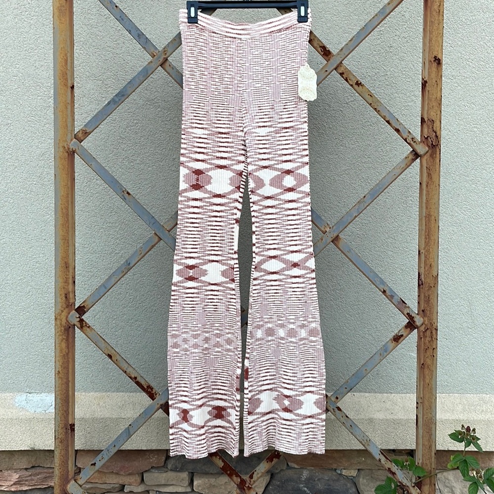 Altar’d State // Space-dyed ribbed-knit flared pants Knitted Pants